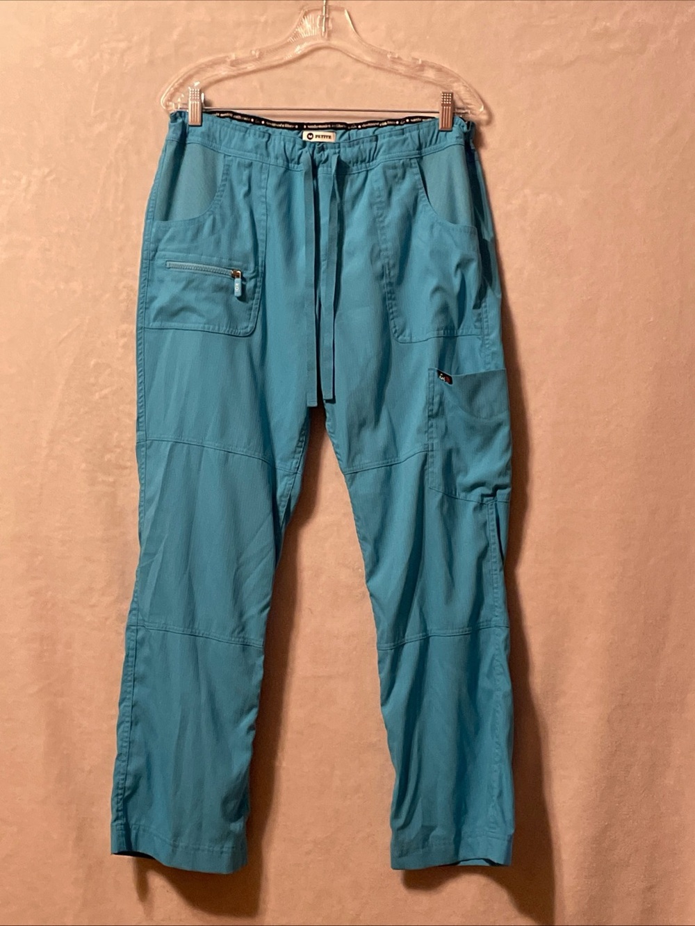 koi Women's Teal Straight-Leg Cargo Scrub Pants